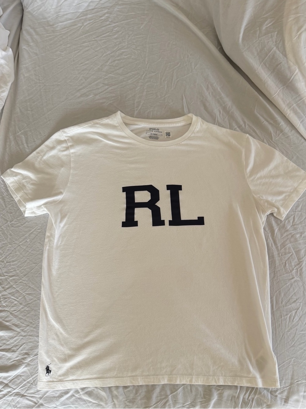 Ralph Lauren White Tee with Navy RL Chest Logo
